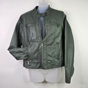 Joujou Green Faux Leather Moto Jacket